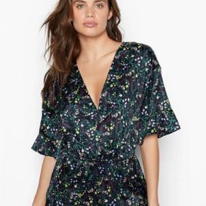 Victoria's Secret Navy Floral Satin Romper